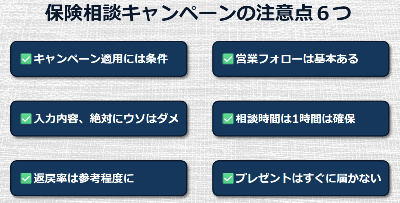 保険相談キャンペーンの注意点6つ